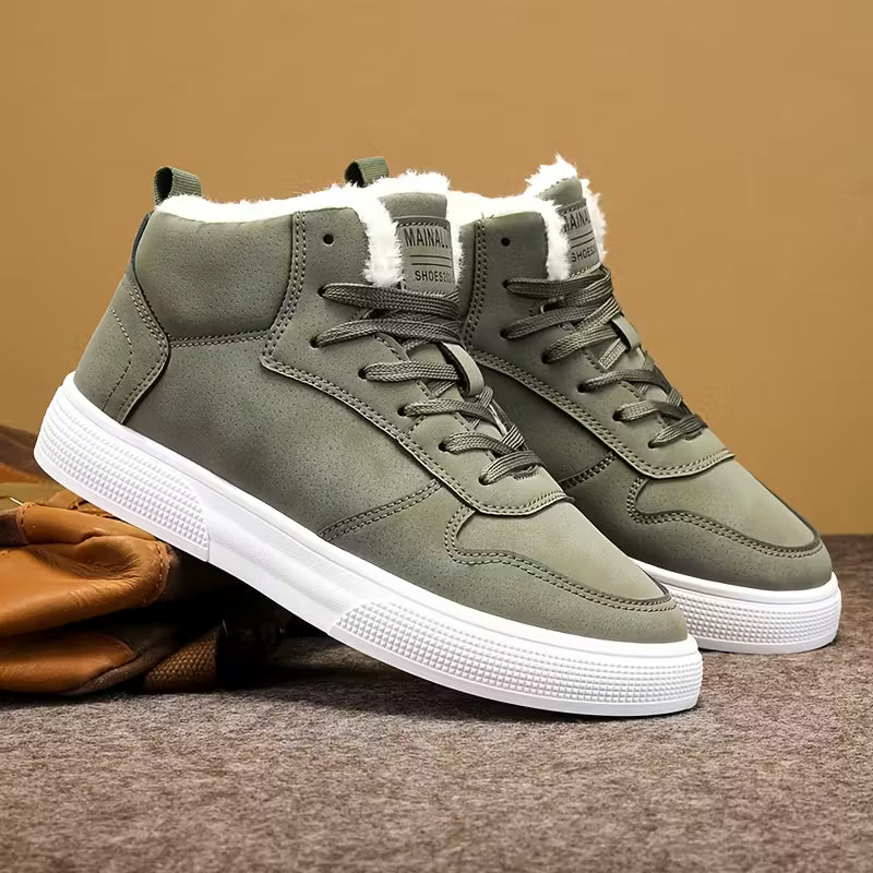 Warm Plush Lining Men's Mid-Top Lace-Up Boots