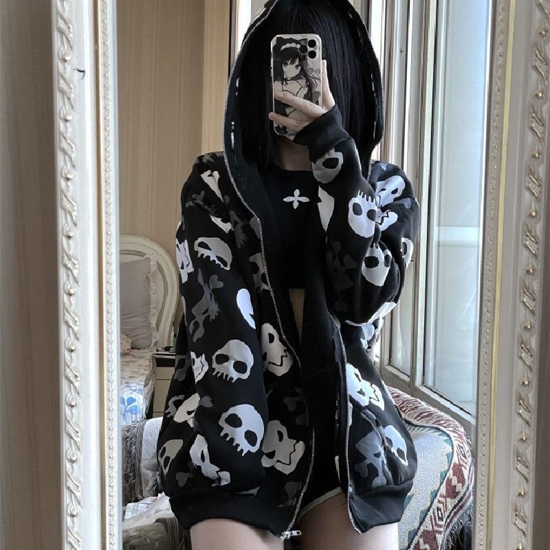 Lightweight Dark Wind Skull Cardigan Hoodie
