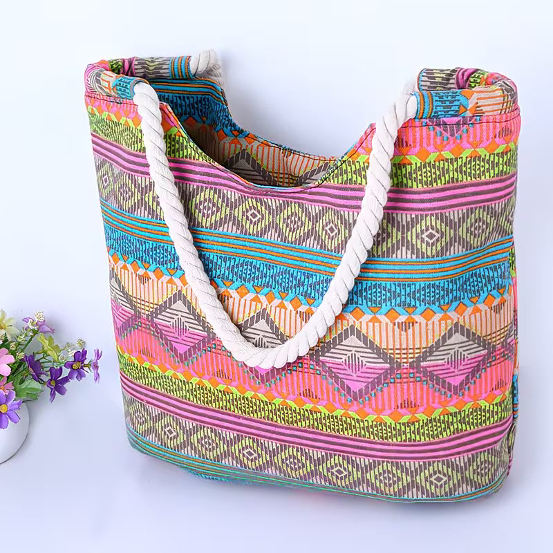 Canvas Summer Beach Tote Bag