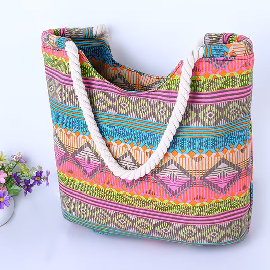 Canvas Summer Beach Tote Bag