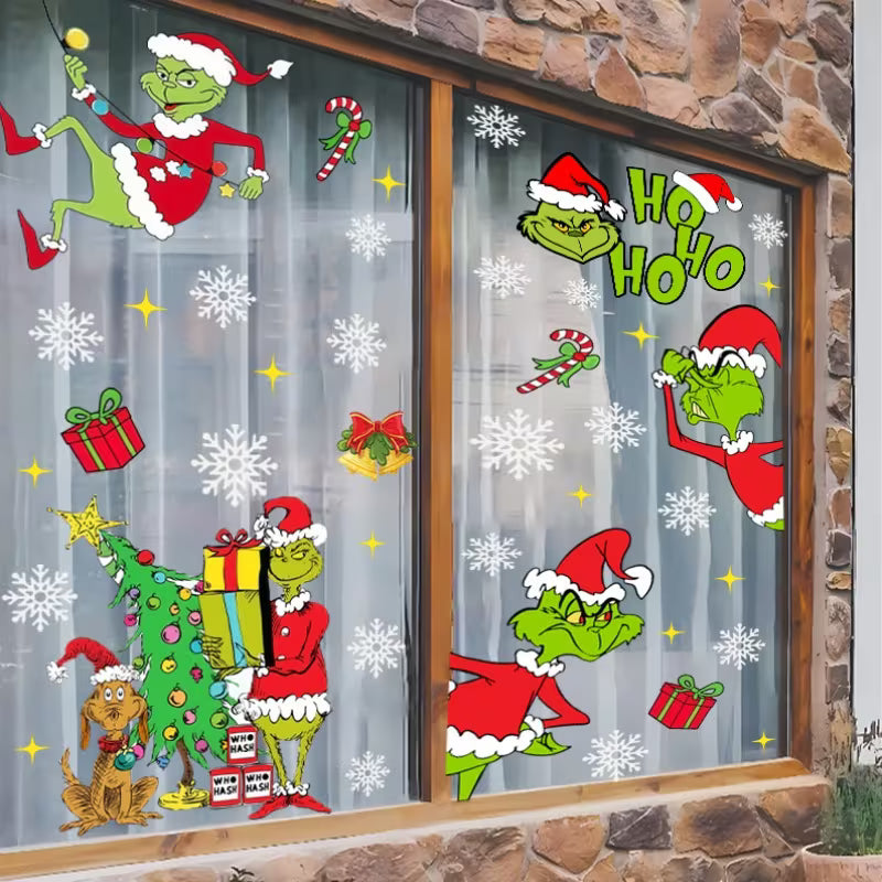 3pcs Christmas Grinch Christmas Window Stickers