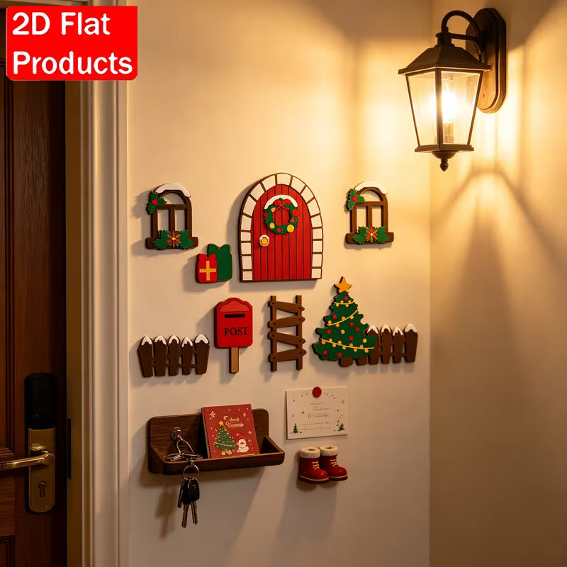 2D Flat 1 Set Wooden Mini Elf Door Decor Set
