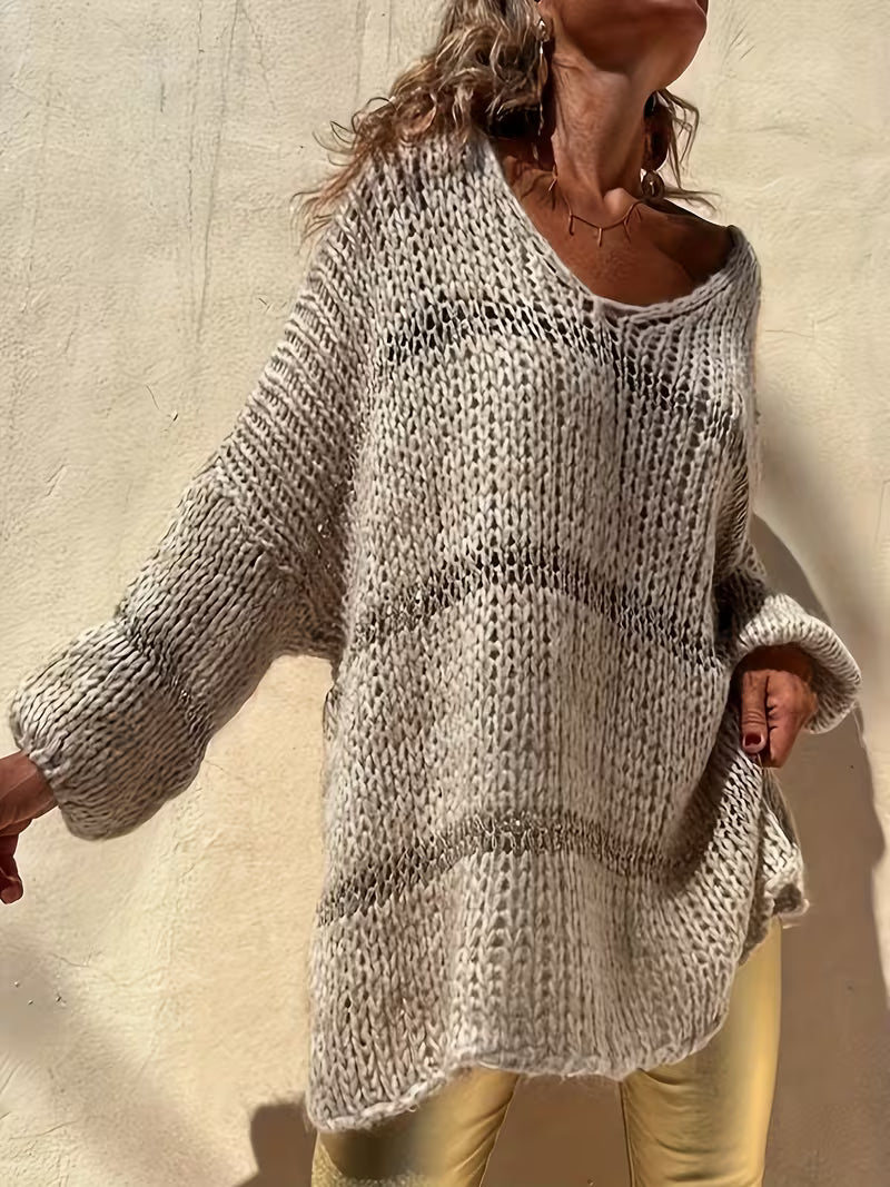 Plus Size Elegant V-Neck Sweater