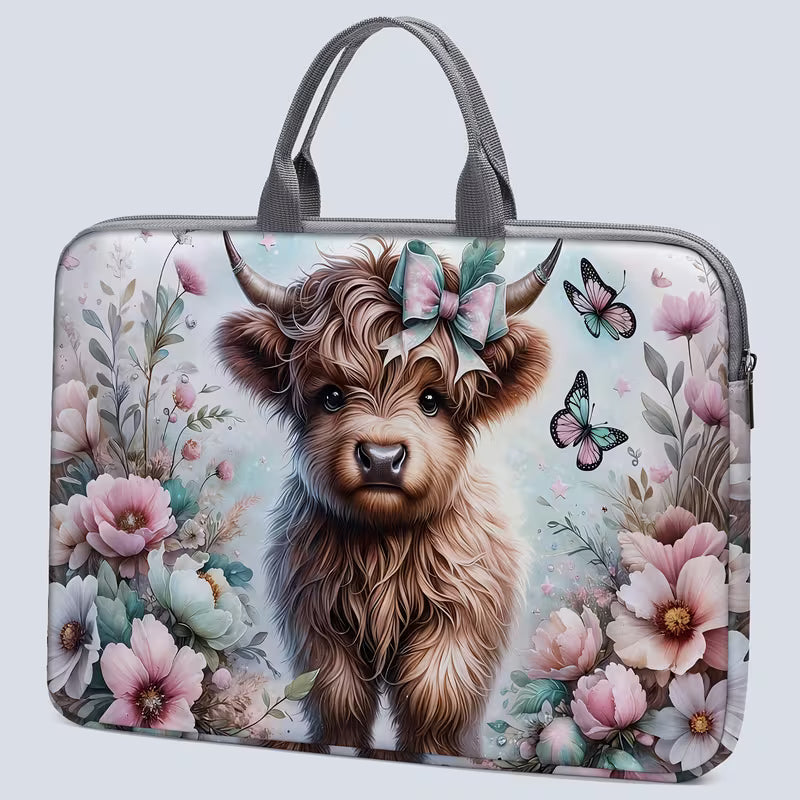 Highland Cow Print Laptop Bag