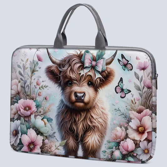 Highland Cow Print Laptop Bag