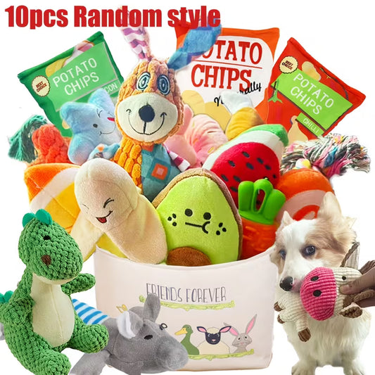 10 PC Dog Plush Toy Set