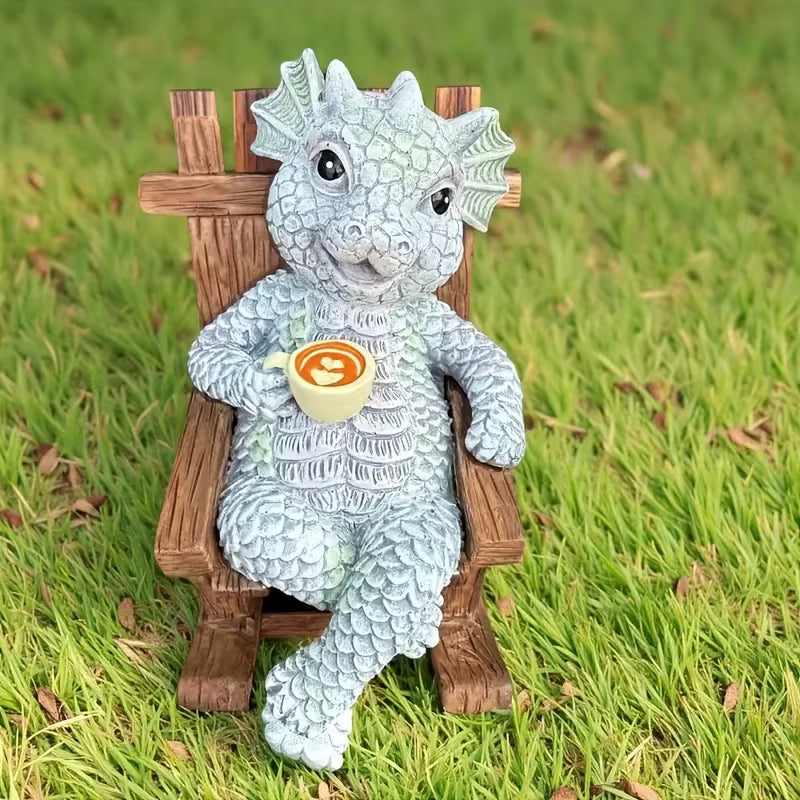 Rocking Chair Little Dragon Resin Statue