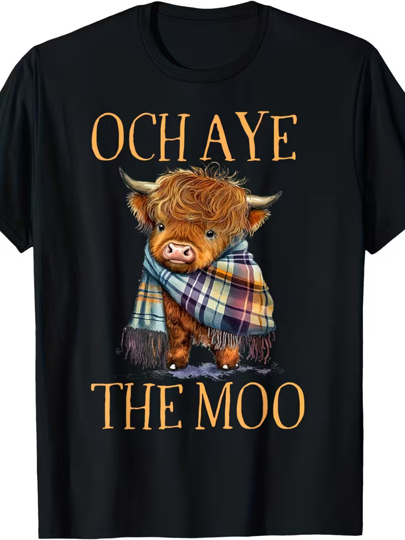 Black Cotton Men's & Women's Scottish Highland Cow Funny Saying T-Shirt