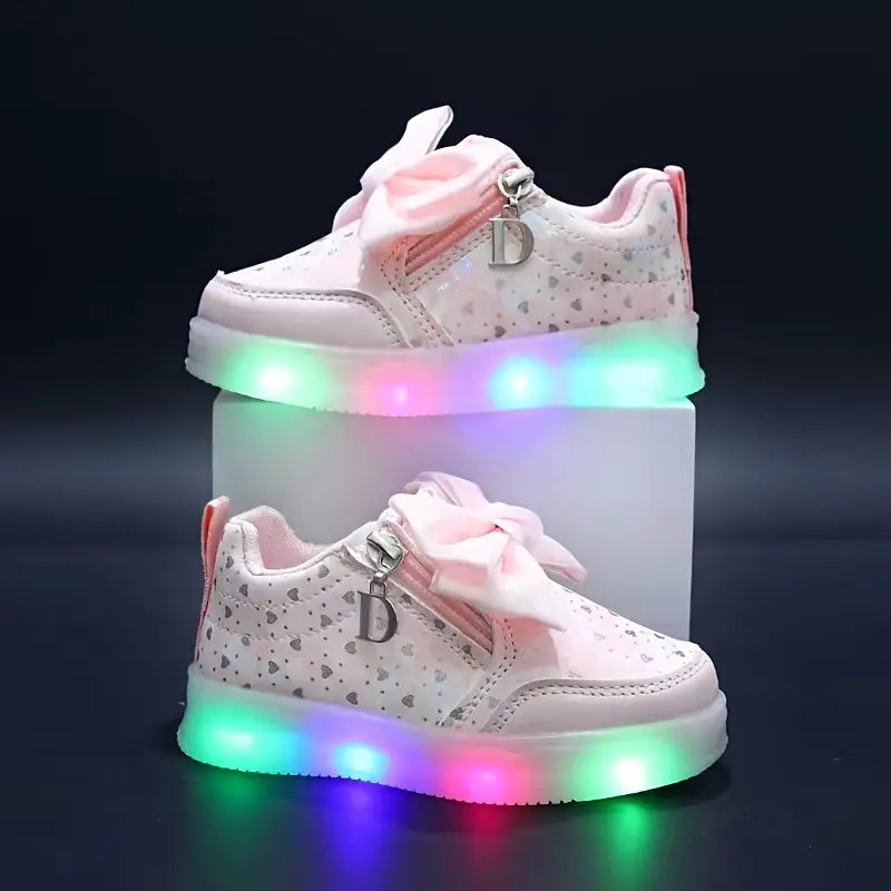 Girls' Soft-Soled Casual Sneakers with a Princess Style, Featuring a Bow