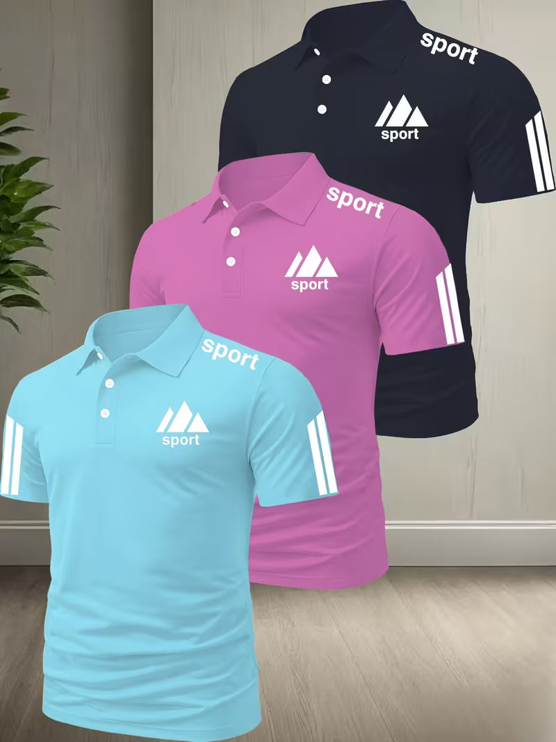 3 PC Set Solid-Color Polo Shirts