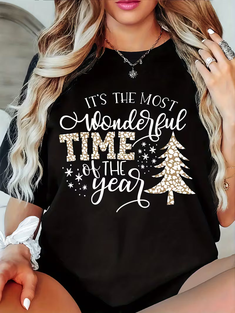 Plus Size Women's Casual Christmas T-Shirt