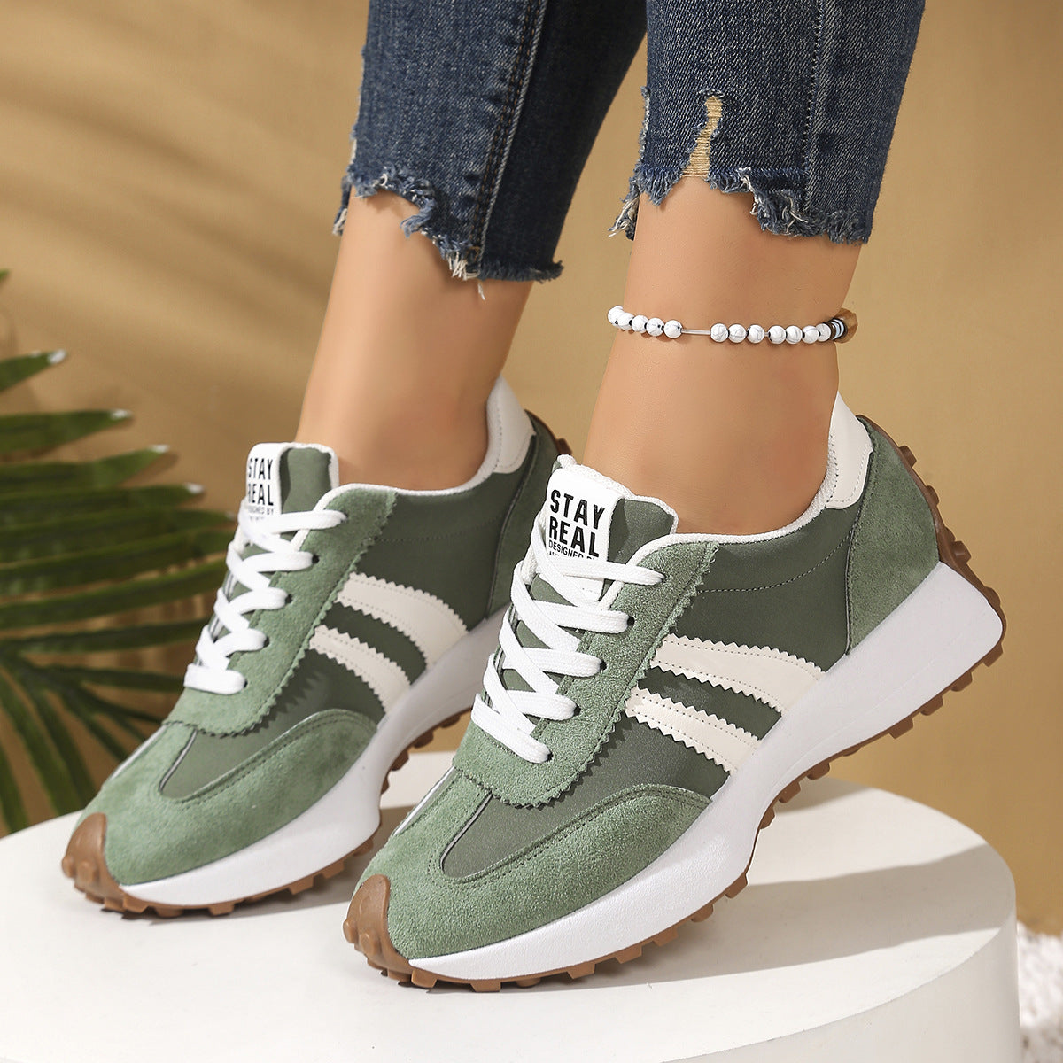 Stripe Lace-up Women's Trainers