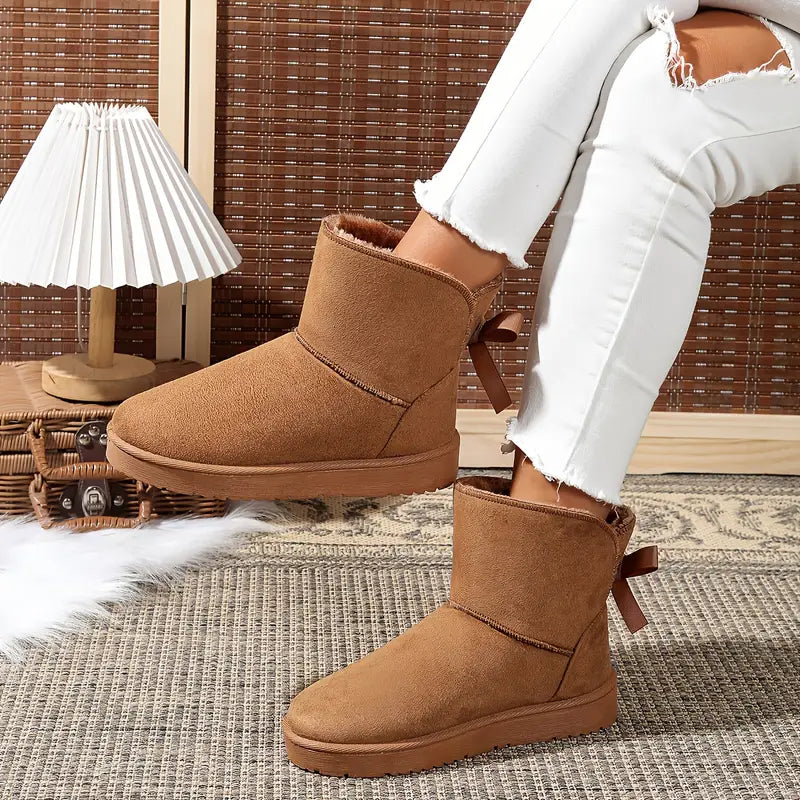 Women's Winter Plush Fleece Lining Snow Boots with Faux Fur Trim