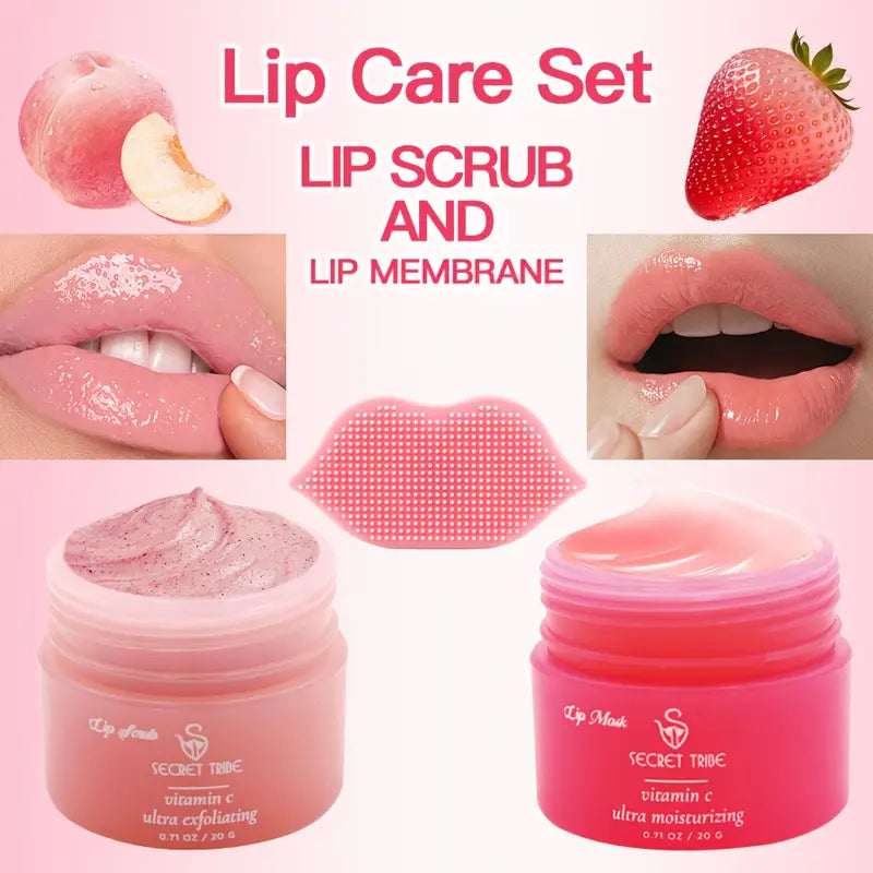 Secret Tribe Lip Care Three-Piece Set: Lip Mask + Scrub + Lip Brush