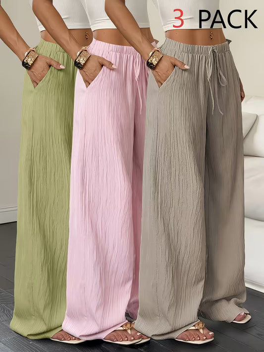 Elegant Women'S Casual Solid Color Wide Leg Pants