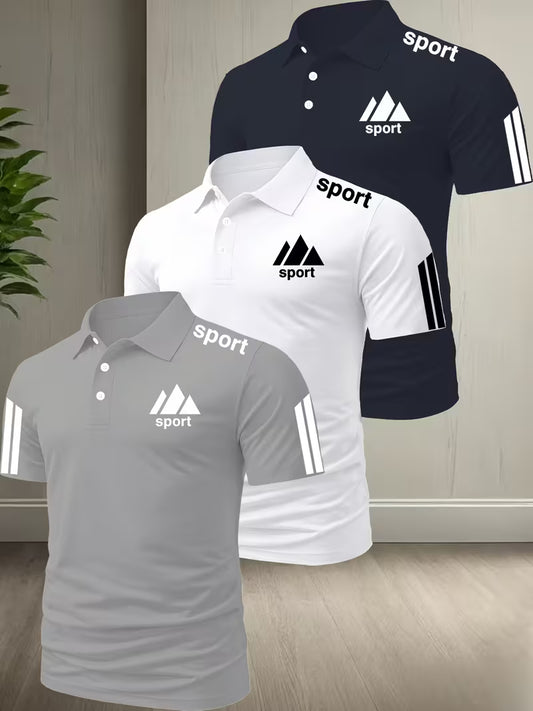 3 PC Set Solid-Color Polo Shirts