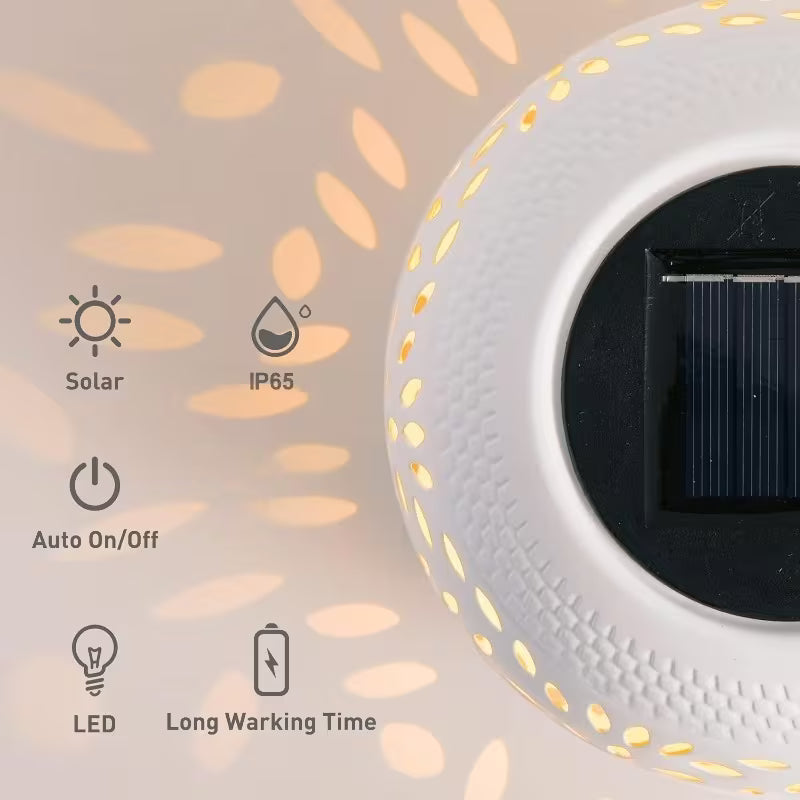 Solar-Powered Leaf Projection Lantern