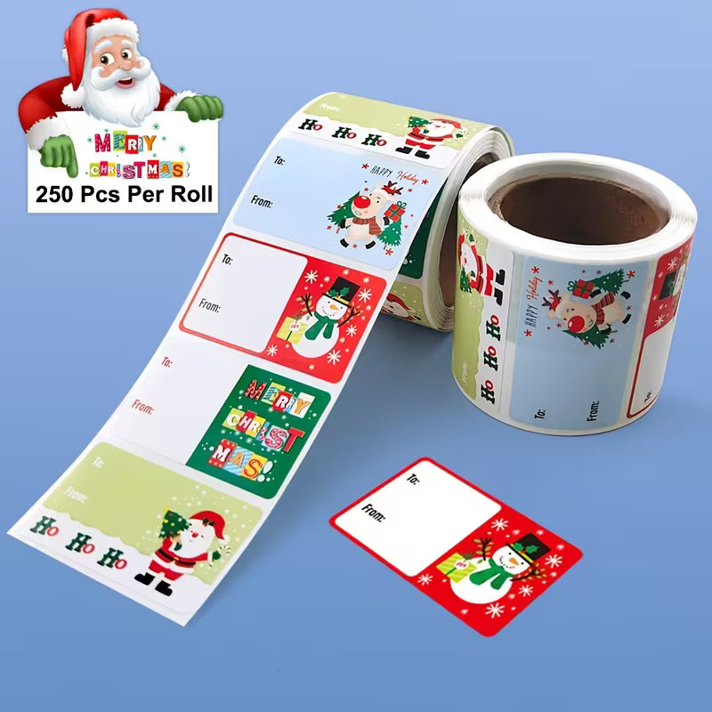 250 Roll of Festive Christmas Gift Sealing Stickers