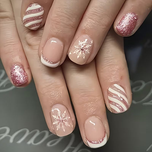 24pcs of Short Square Glossy Fake Nails