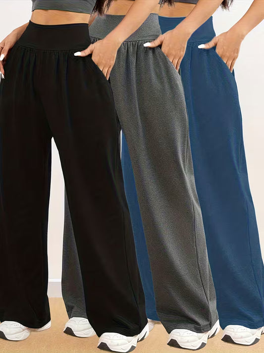 3pcs Set of Women'S Loose Casual Wide-Leg Pants