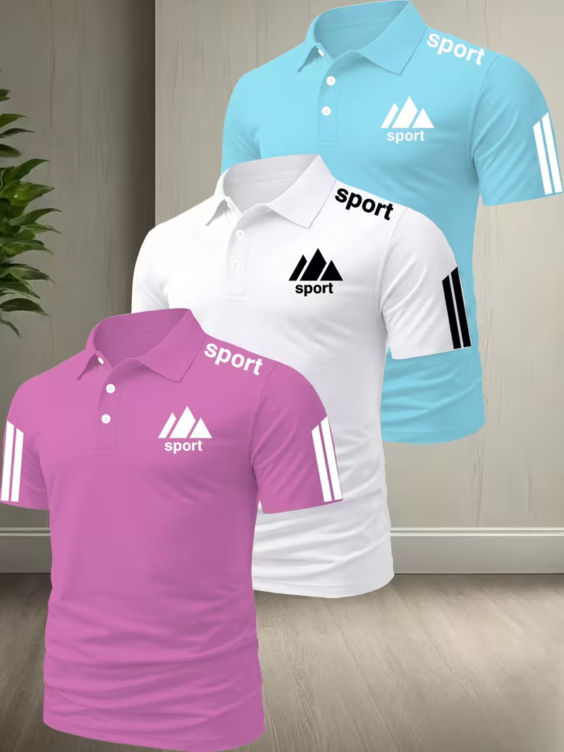 3 PC Set Solid-Color Polo Shirts