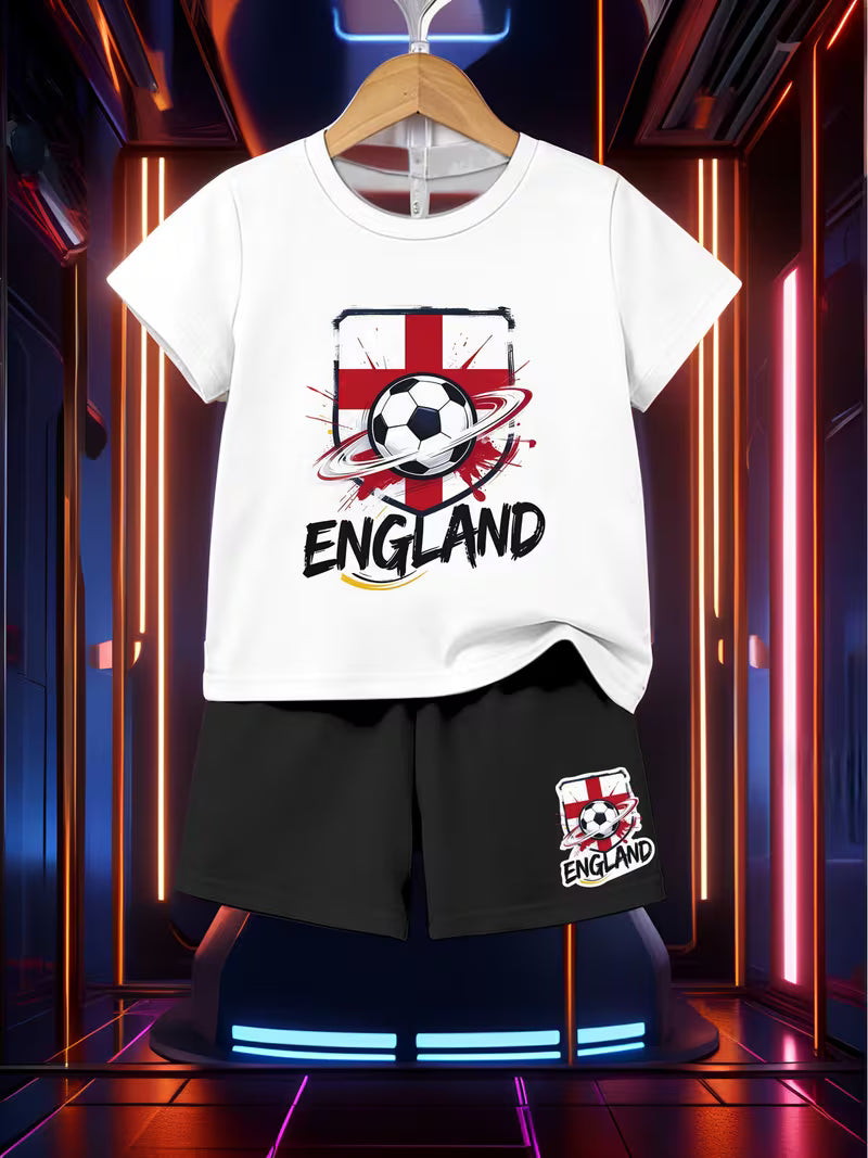 Boys Englands Football Shorts and T Shirt Set