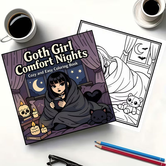 24-Page Gothic Girl Cozy Night Coloring Book