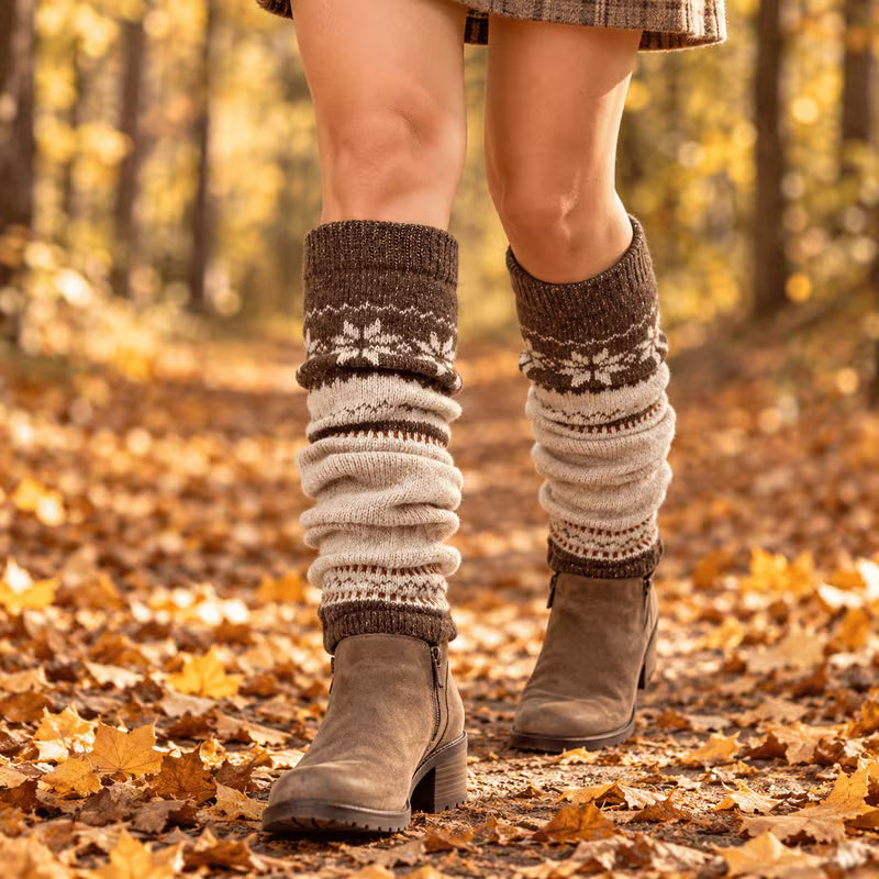 2 Pairs Brown Slouch Long Socks for Women