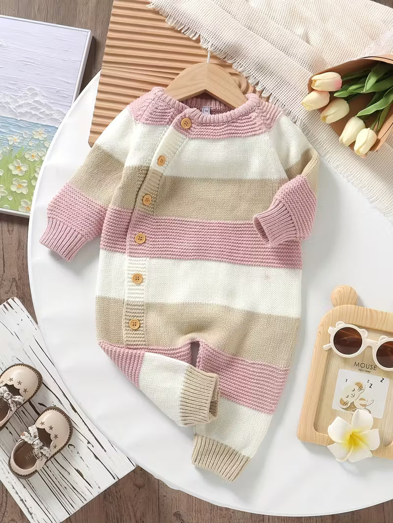Baby Boys Striped Long-Sleeve Romper