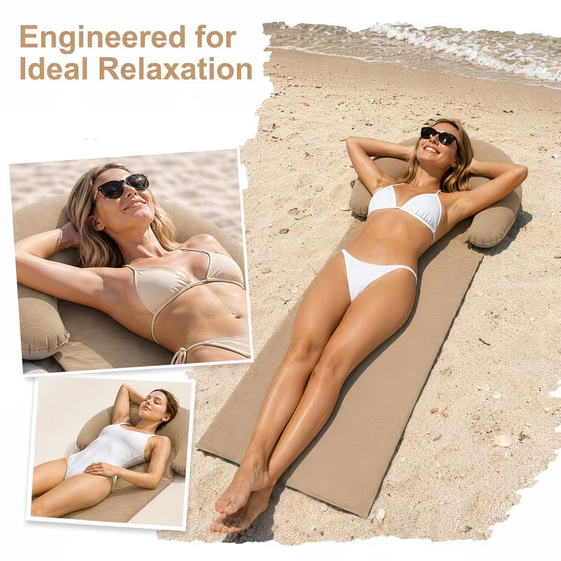 Inflatable Beach Mat Lounge Chair with Pillow