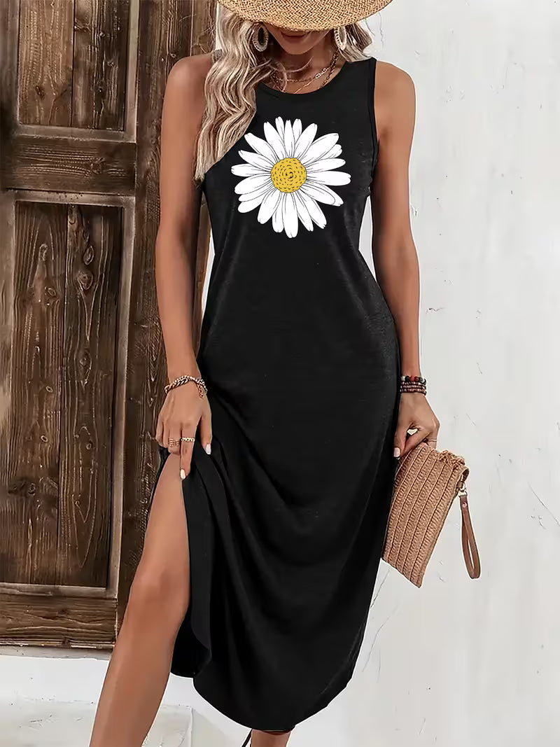 Graphic Print Sleeveless Tee Dress