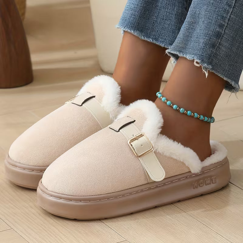 Fashionable Thick Winter Plush Women'S Slippers