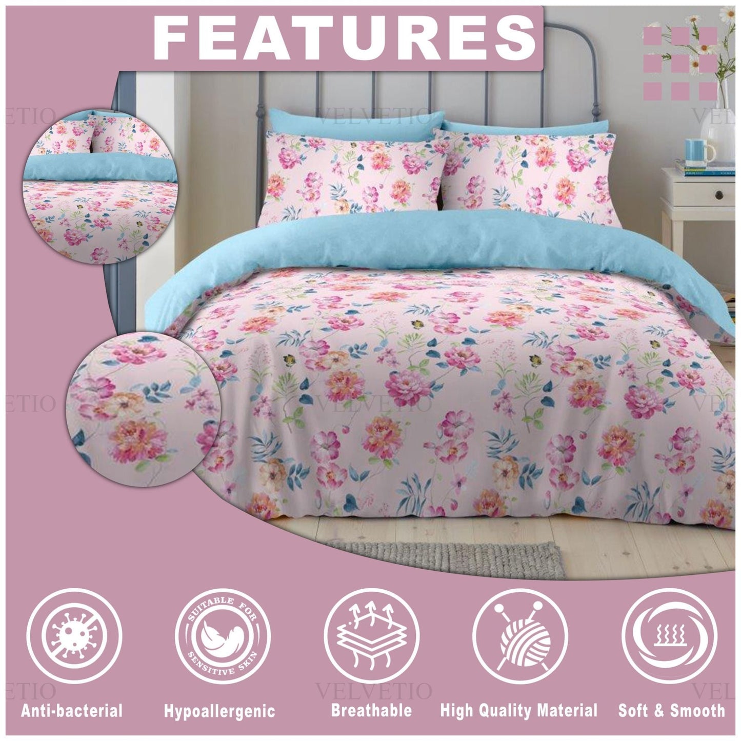 Spring Flowers Reversible Duvet Set