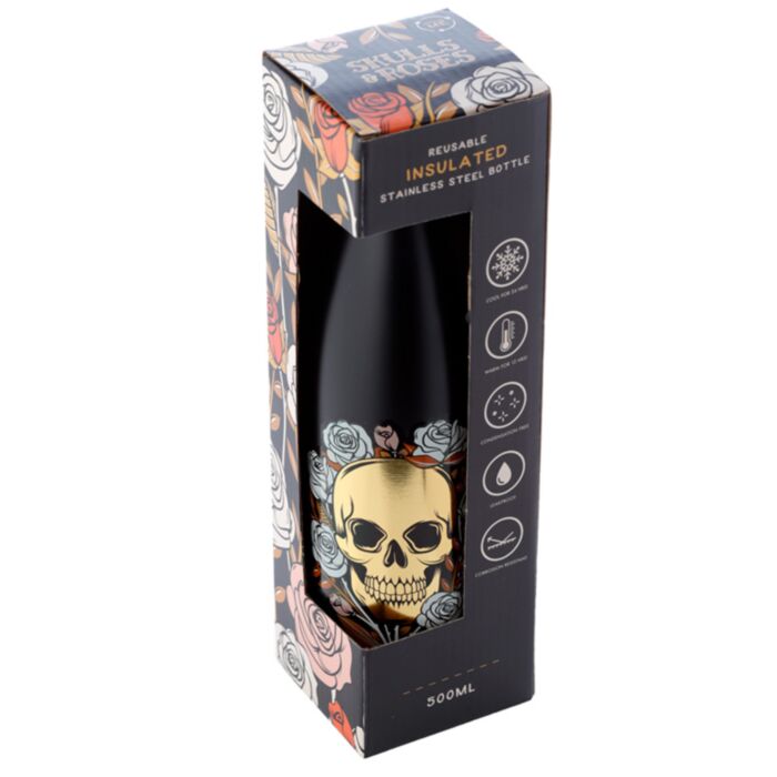Reusable Insulated Drinks Bottle 500ml - Skulls & Roses