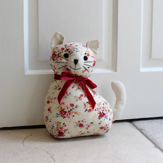 Floral Cat Novelty Door Stop Multicolour