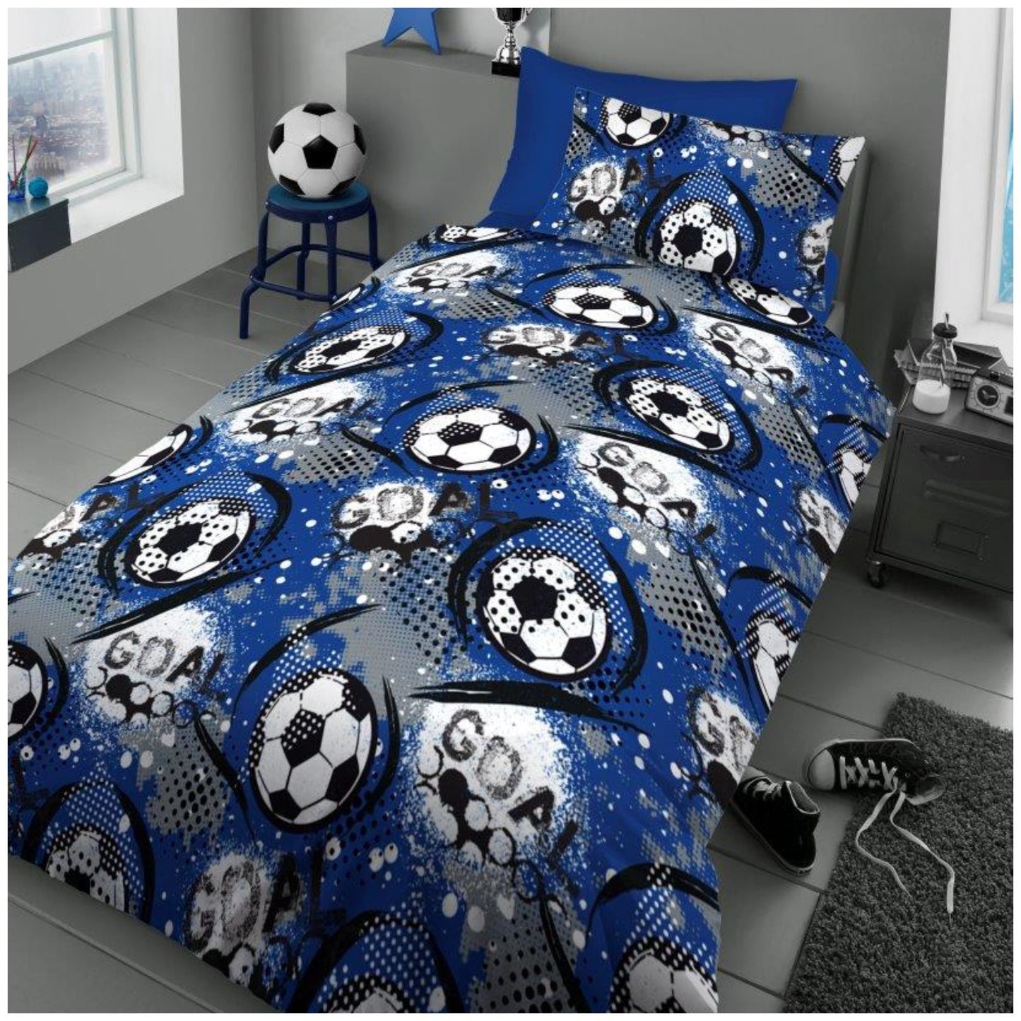 Blue Goals Print Duvet Set