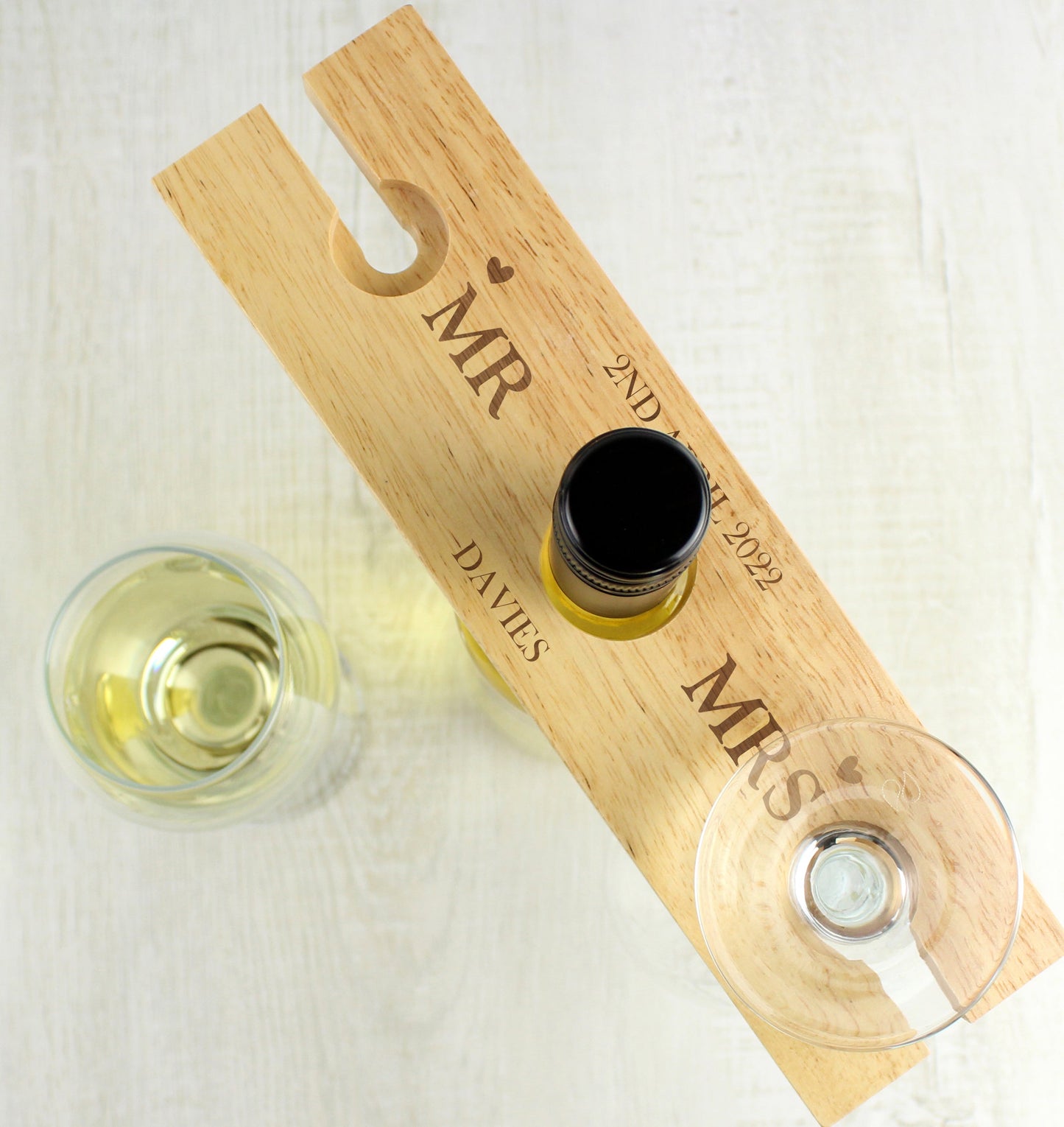 Personalised Couple Wine Glass & Bottle Butler