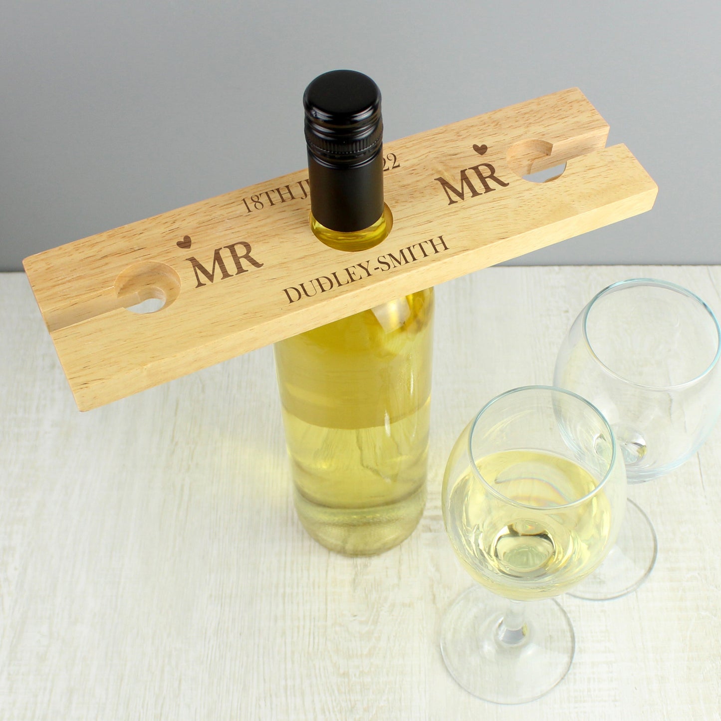 Personalised Couple Wine Glass & Bottle Butler