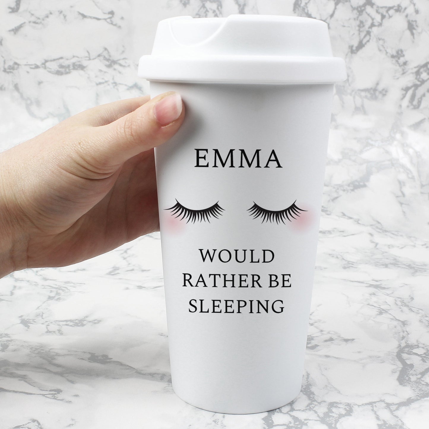 Personalised Eyelashes Double Walled Travel Mug