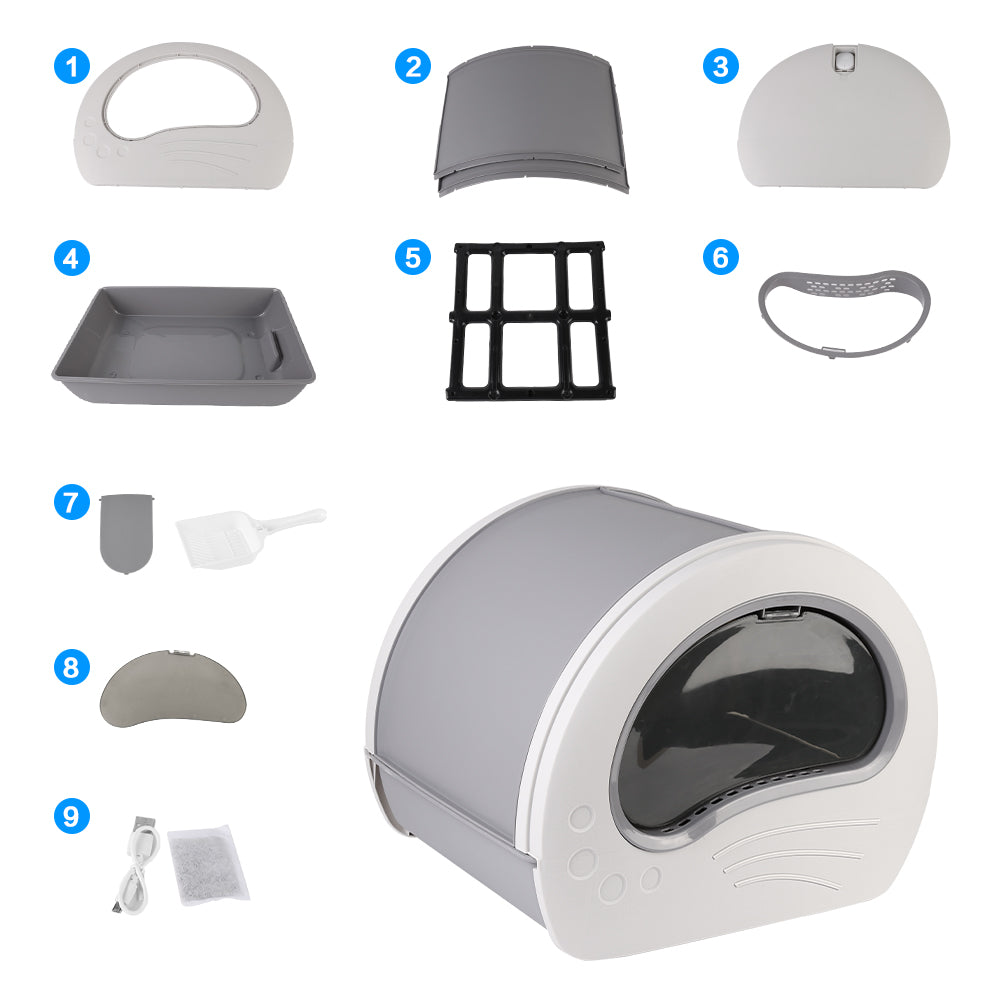 Large Cat Litter Box Anti-Splashing Cat Pan Drawer Cat Potty Tray with Sterilizing Light