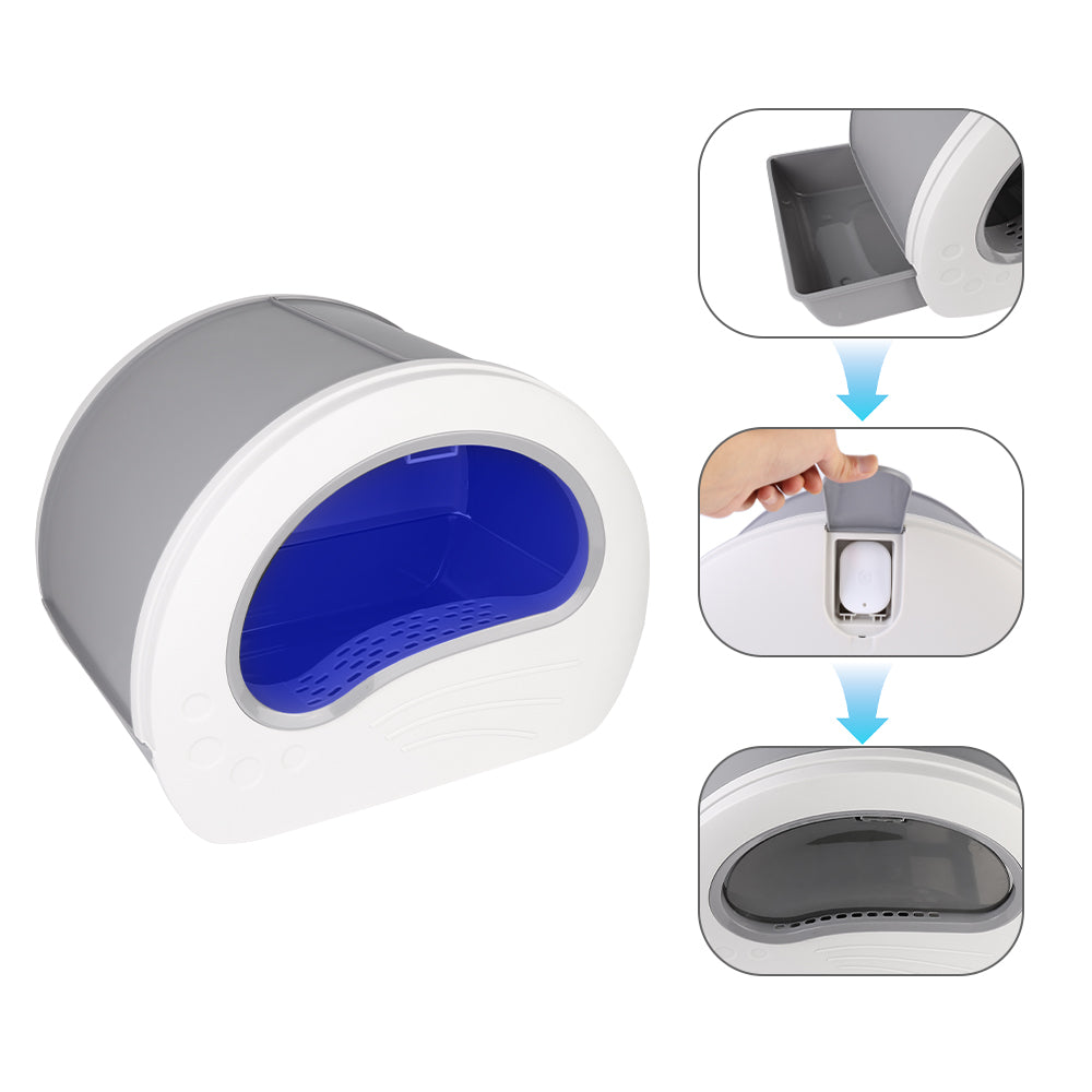 Large Cat Litter Box Anti-Splashing Cat Pan Drawer Cat Potty Tray with Sterilizing Light