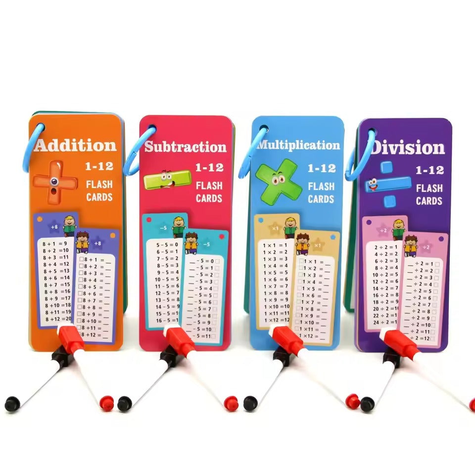 Math Addition Subtraction Multiplication Division Erasable Reusable Number Learning Cards