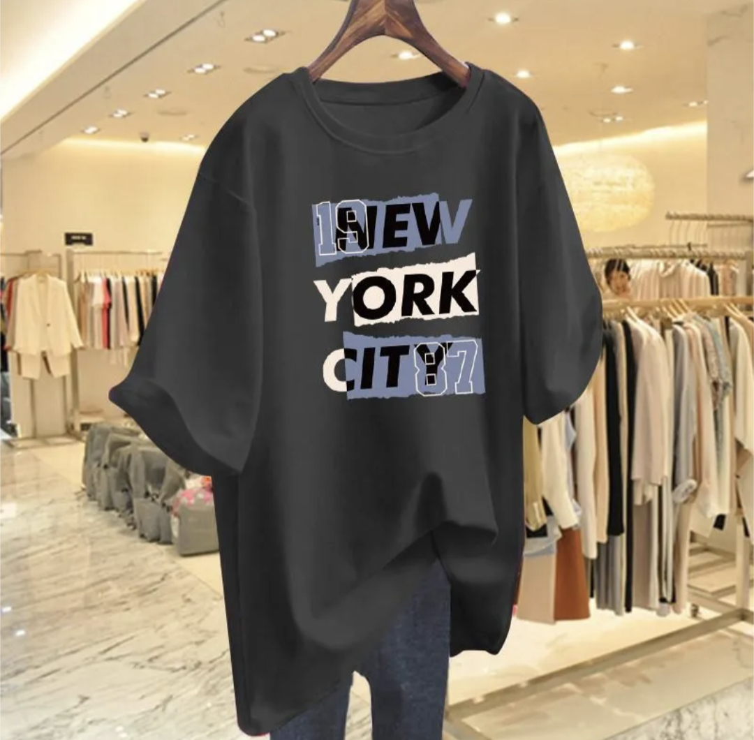 New York City Print Loose Fit Cotton Tshirt
