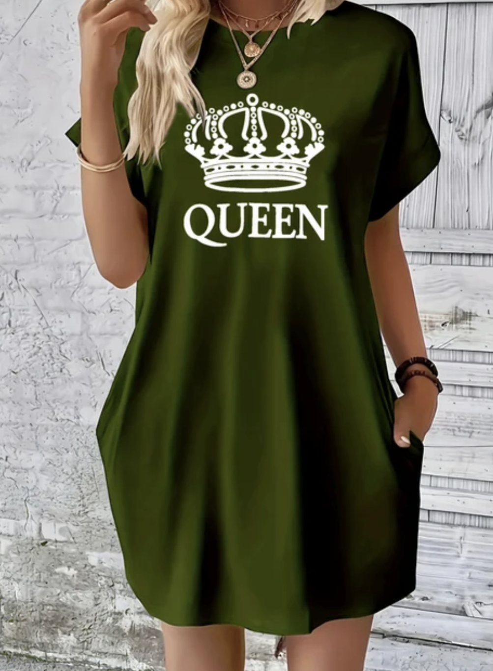 Queen Letter Crown T-shirt Dress