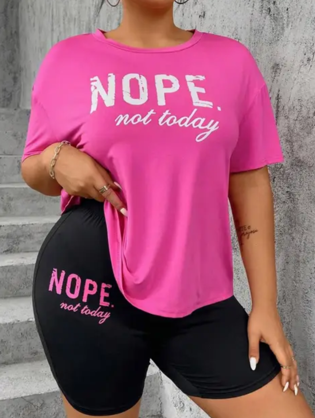 Ladies Nope Not Today Shorts and T-shirt Set