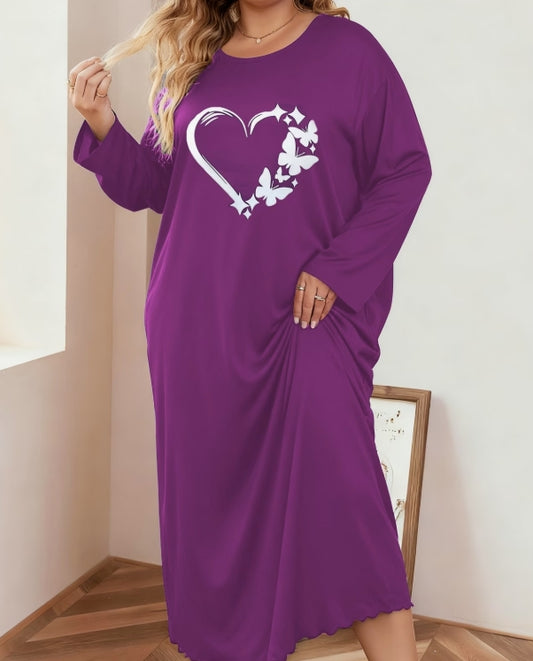 Womens Plus Size Long Sleeved Nightdress