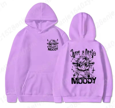 Just A Little Moody Letter Print Hoodie