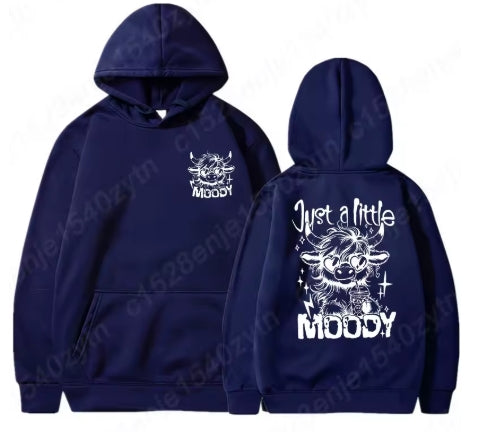Just A Little Moody Letter Print Hoodie