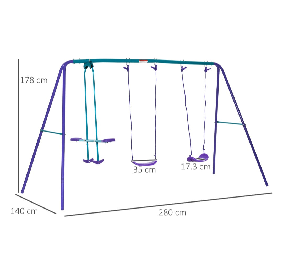 Metal Garden Swing Seesaw Set