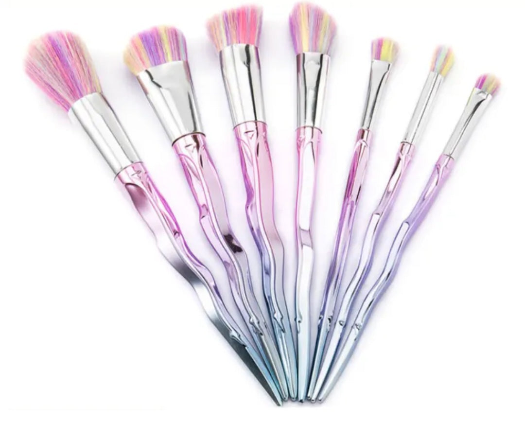 7PCS UNICORN PINK DIAMOND TWIST MAKEUP BRUSH SET